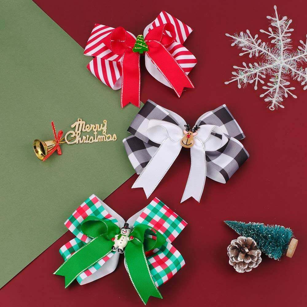 6'' Christmas Stripes Plaids Hair Bows