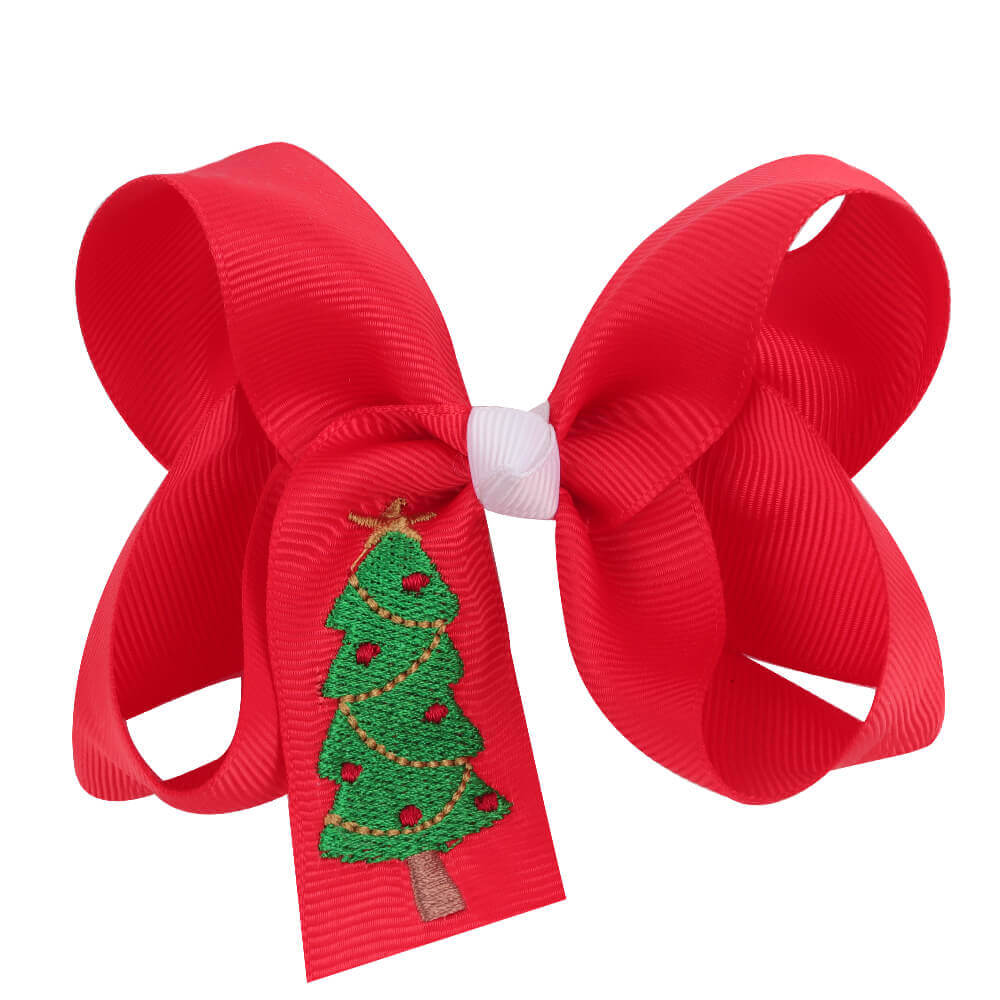 Christmas Embroidery Pattern Hair Bows