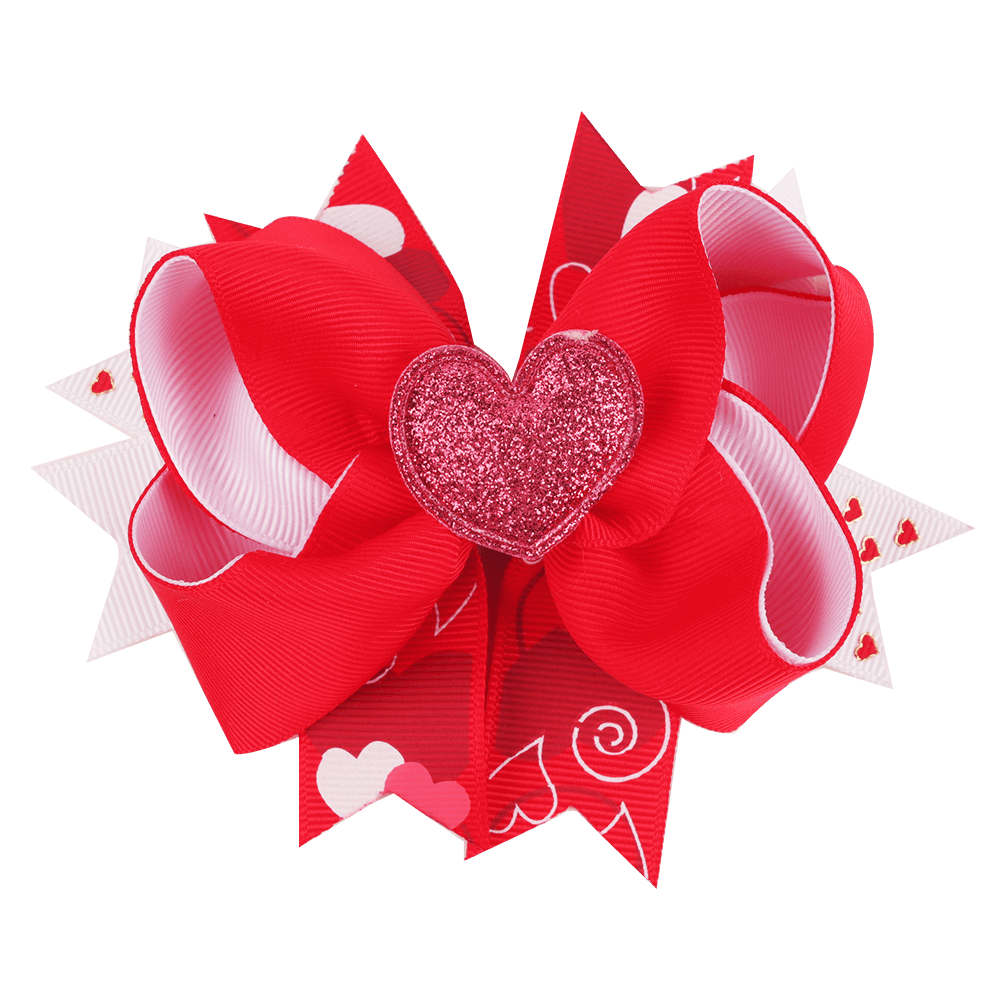 Valentine Heart Ribbon Art Hair Clip