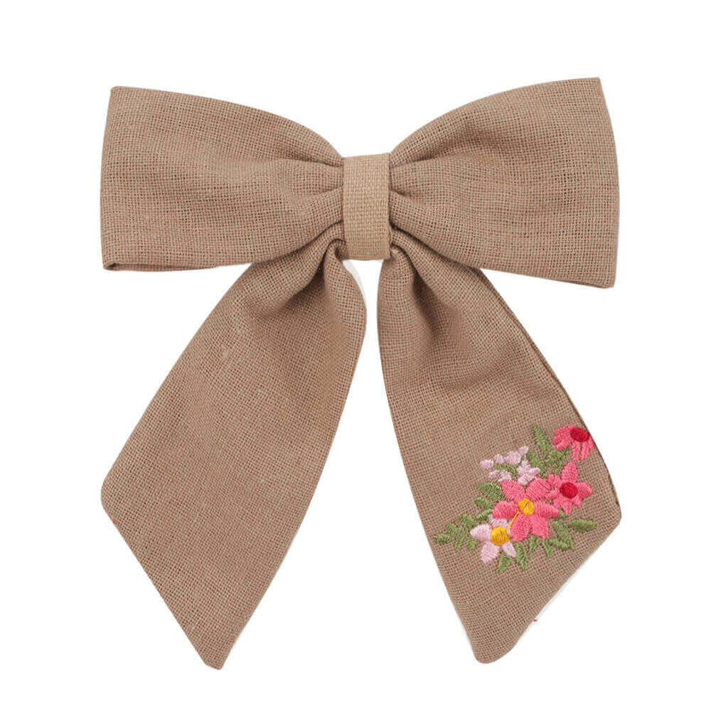 5'' Embroidered Flower Cheer Bows