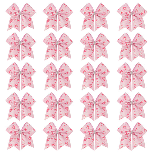 20PCS Pink Series Glitter Cheer Bows