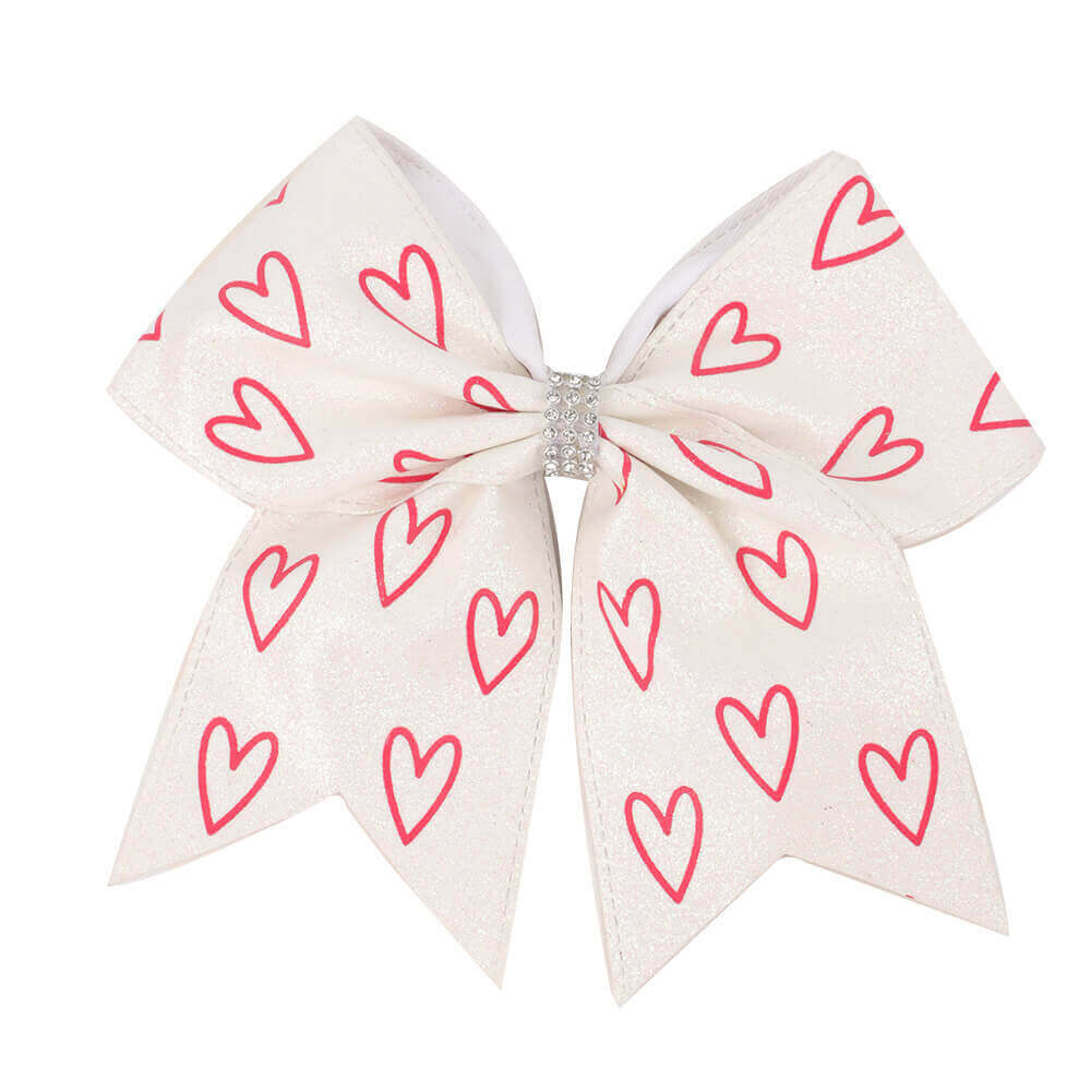 Pink Hearts Glitter Cheer Bows
