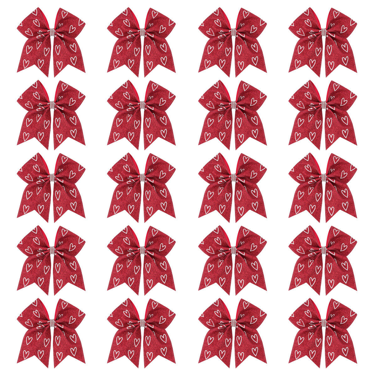 20PCS Pink Series Glitter Cheer Bows