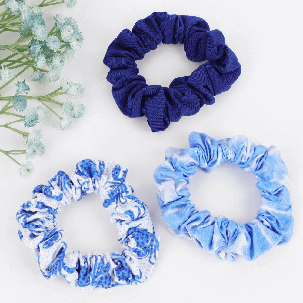 3PCS Blue Series Scrunchie Hair Ropes