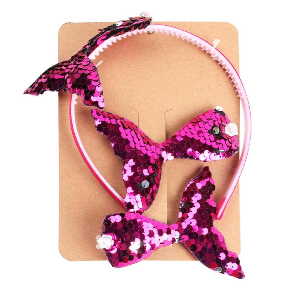 Sequin Mermaid Hairpin Headband Set