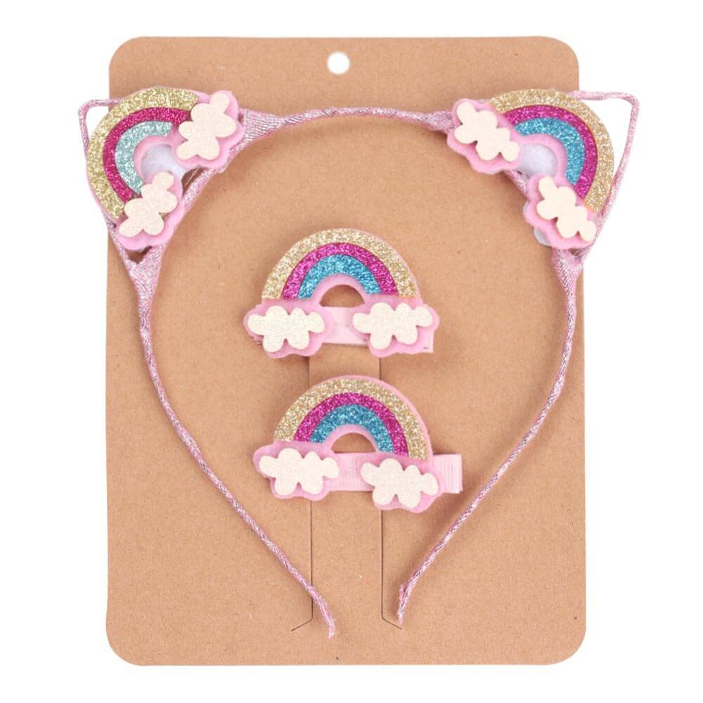 3PCS Glitter Rainbow Headband Hairpins