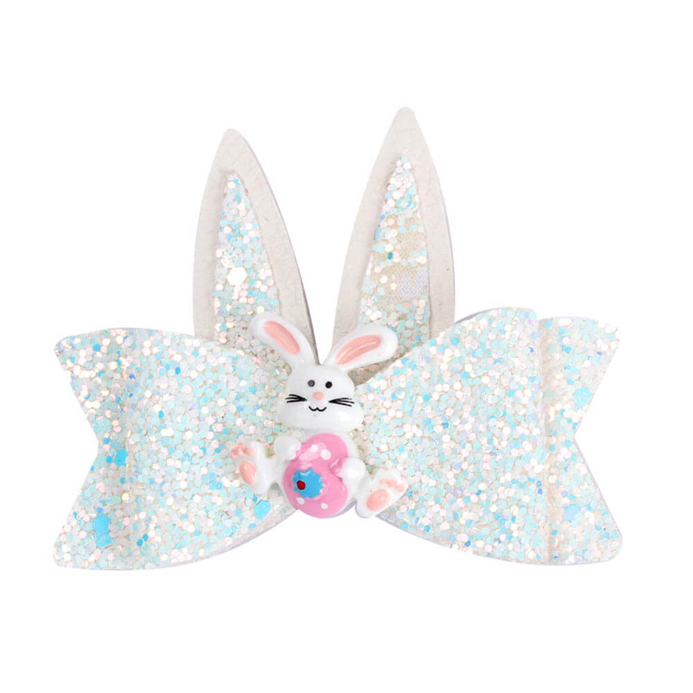 Easter Bunny Glitter Hair Bow Clips