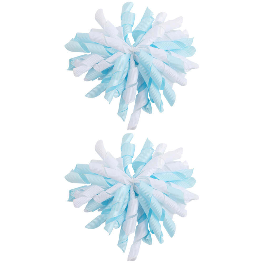 2PCS Curly Ribbon Round Hair Bows