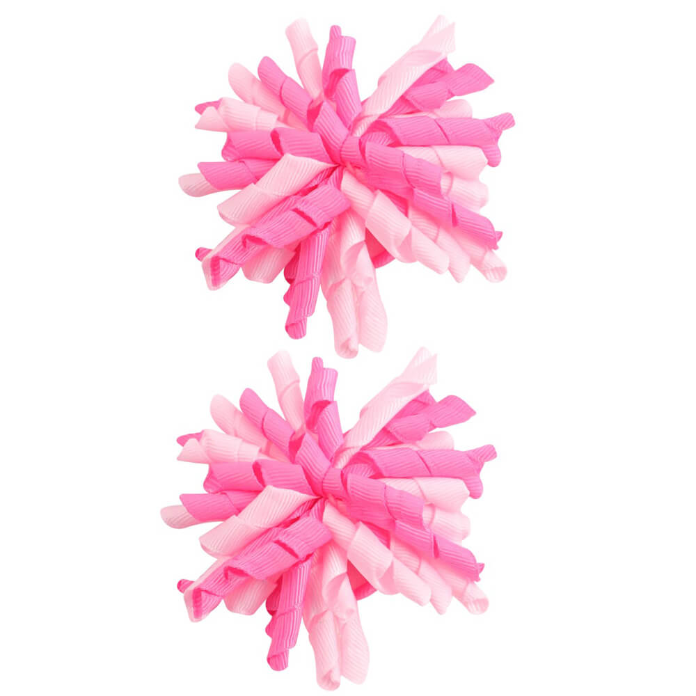 2PCS Curly Ribbon Round Hair Bows