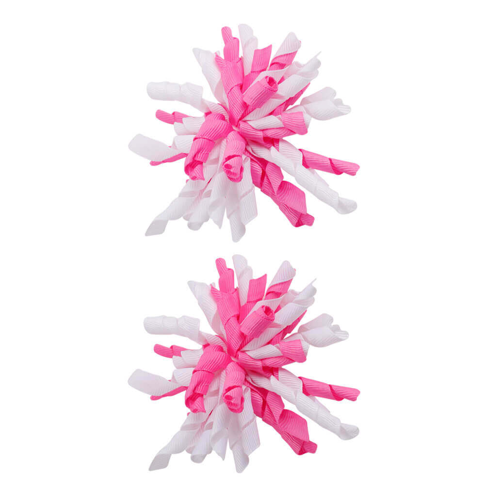 2PCS Curly Ribbon Round Hair Bows