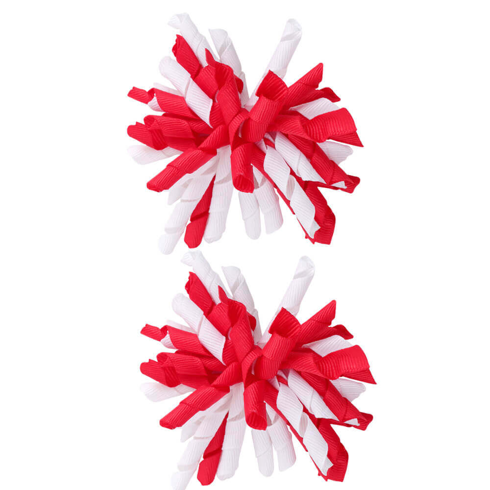 2PCS Curly Ribbon Round Hair Bows