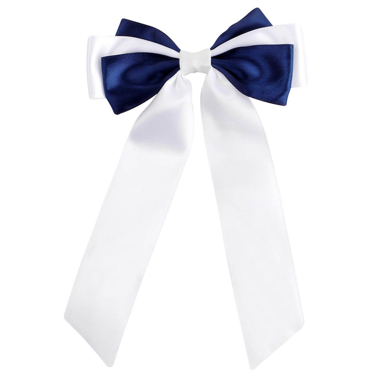 5.5'' White Navy Satin Hair Bows