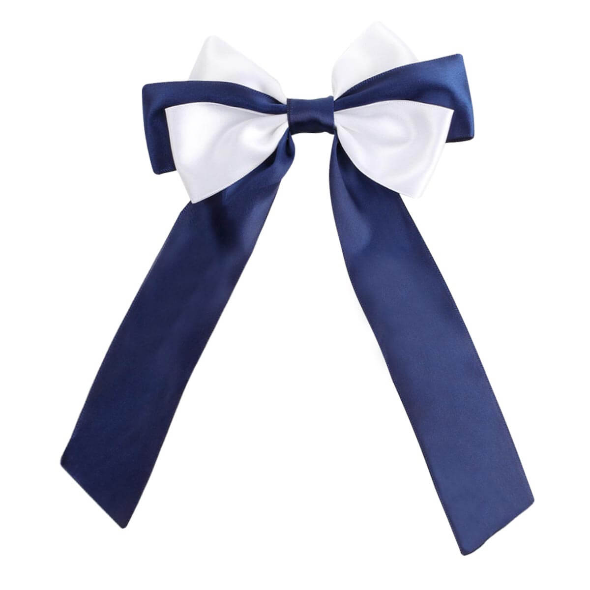 5.5'' White Navy Satin Hair Bows