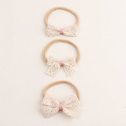 3PCS Cute Lace Bowknot Newborn Headbands