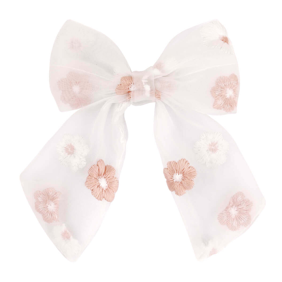 White Pink Flower Bows