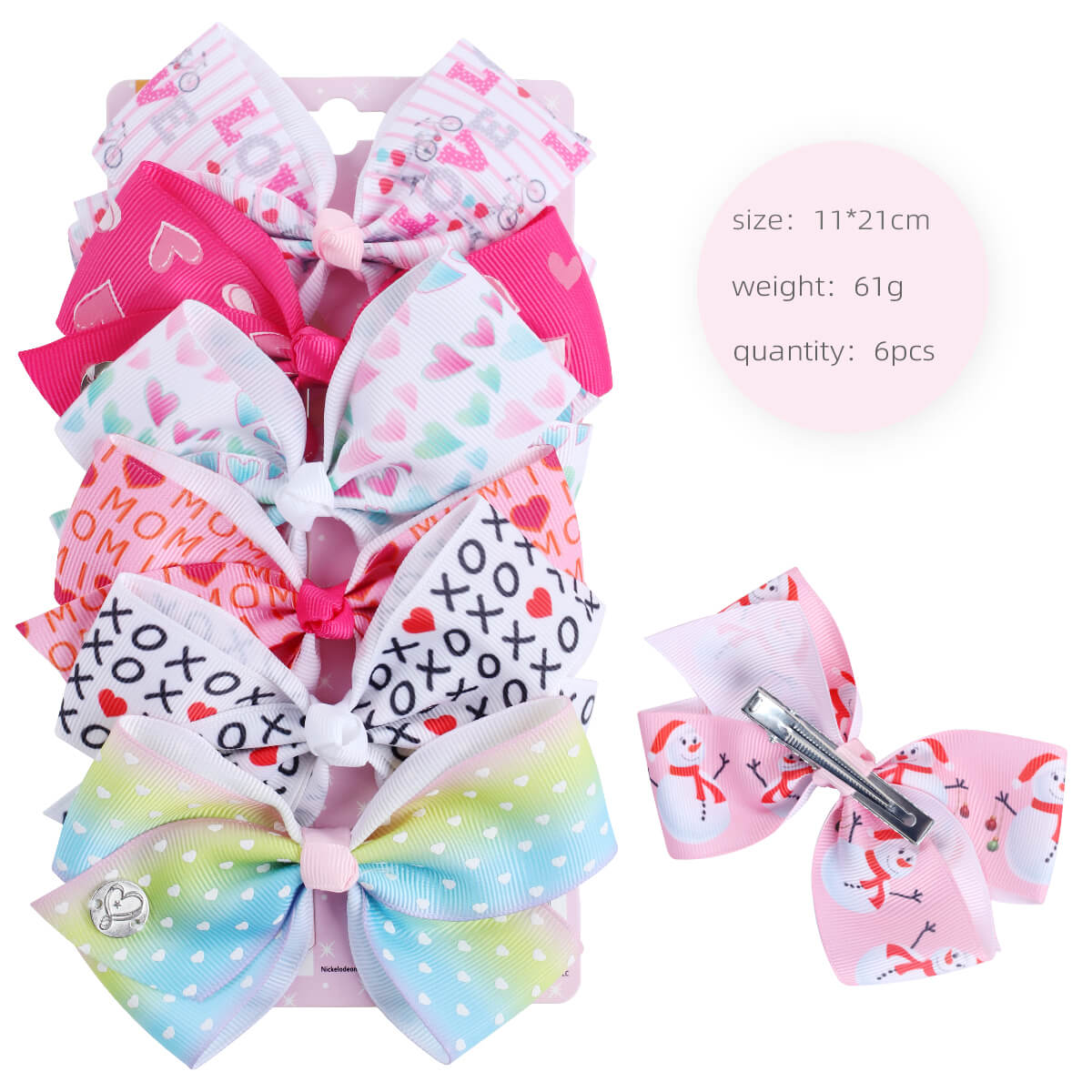 6PCS Cartoon Jojo Hair Bow Pack