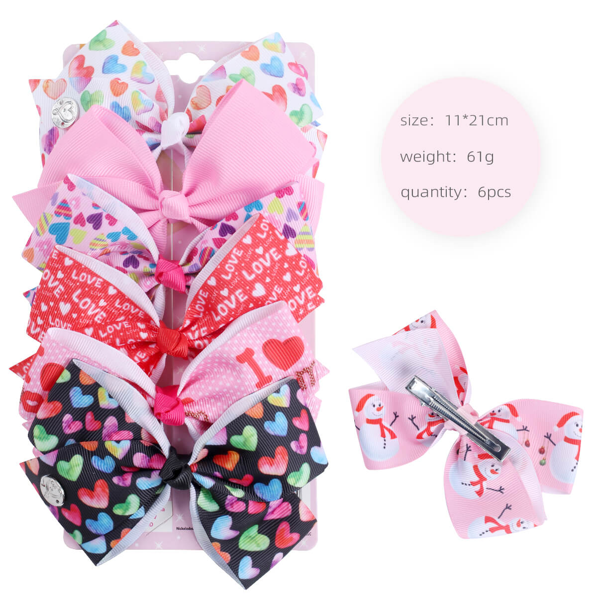 6PCS Cartoon Jojo Hair Bow Pack