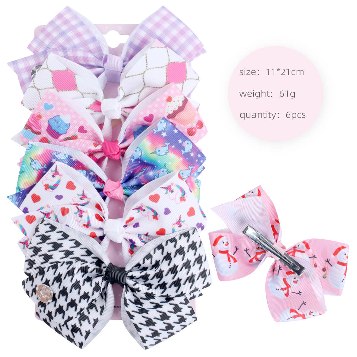 6PCS Cartoon Jojo Hair Bow Pack