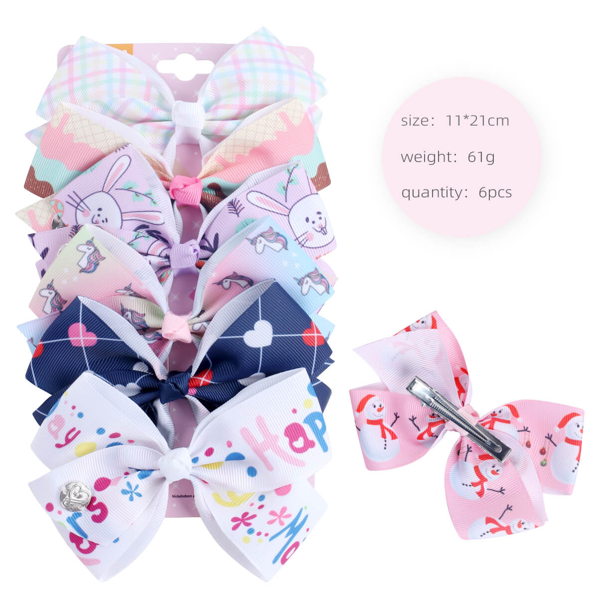 6PCS Cartoon Jojo Hair Bow Pack