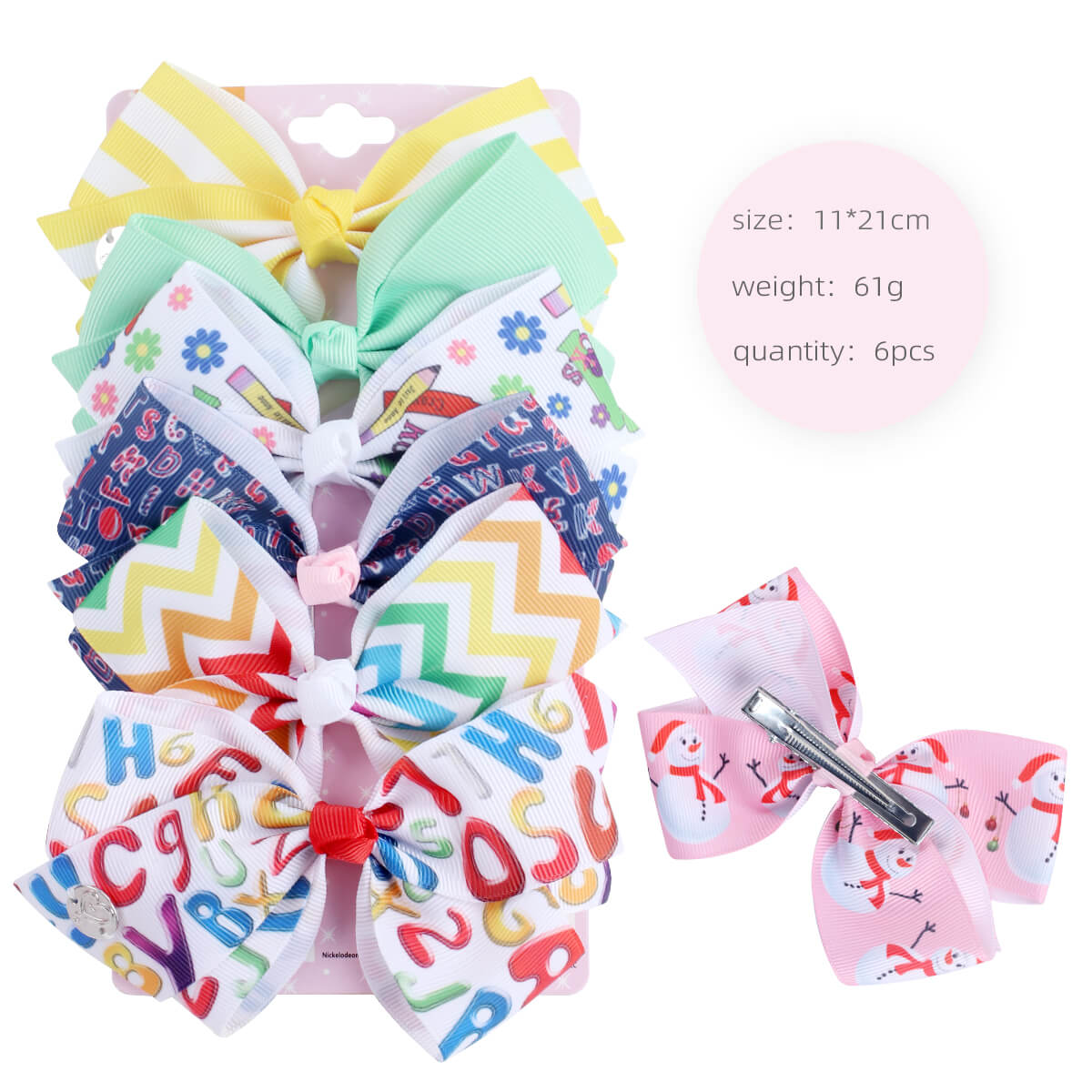 6PCS Cartoon Jojo Hair Bow Pack