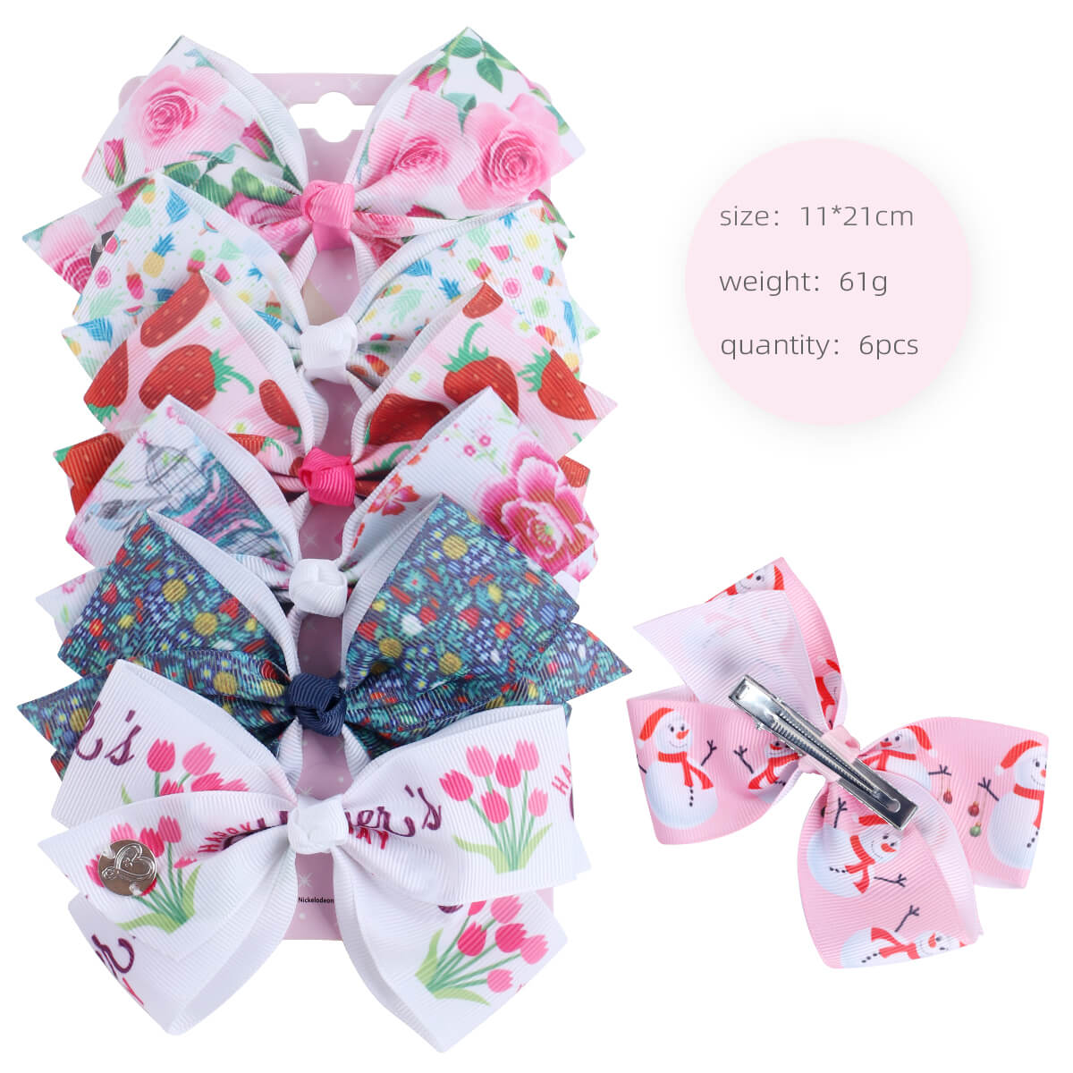 6PCS Cartoon Jojo Hair Bow Pack