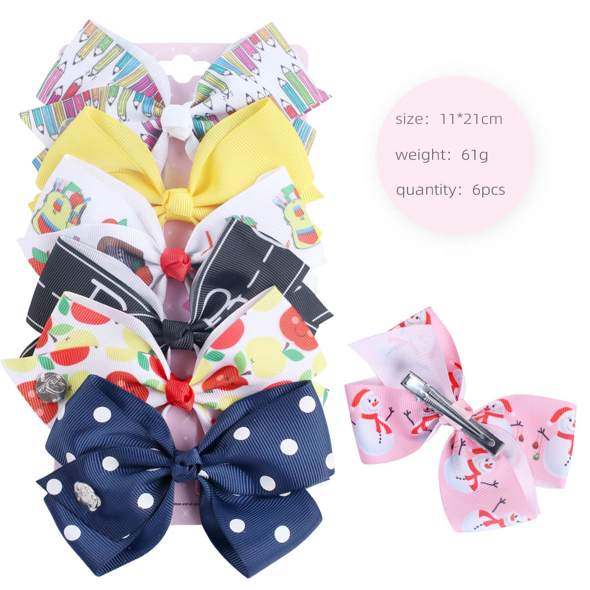 6PCS Cartoon Jojo Hair Bow Pack