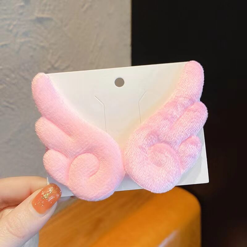 Plush Angel Wing Side Hair Clips