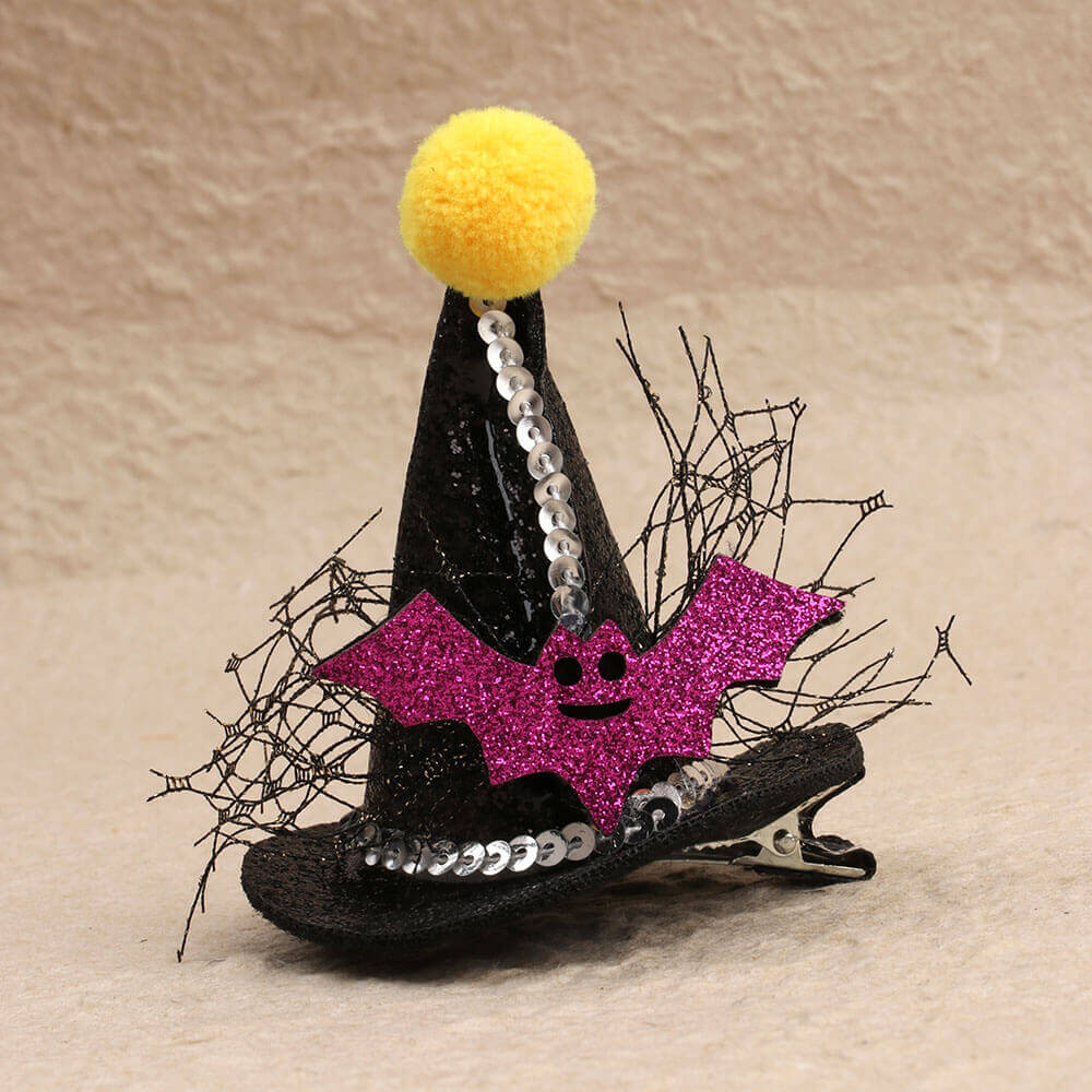 Halloween Glitter Bat Hat Hair Clips