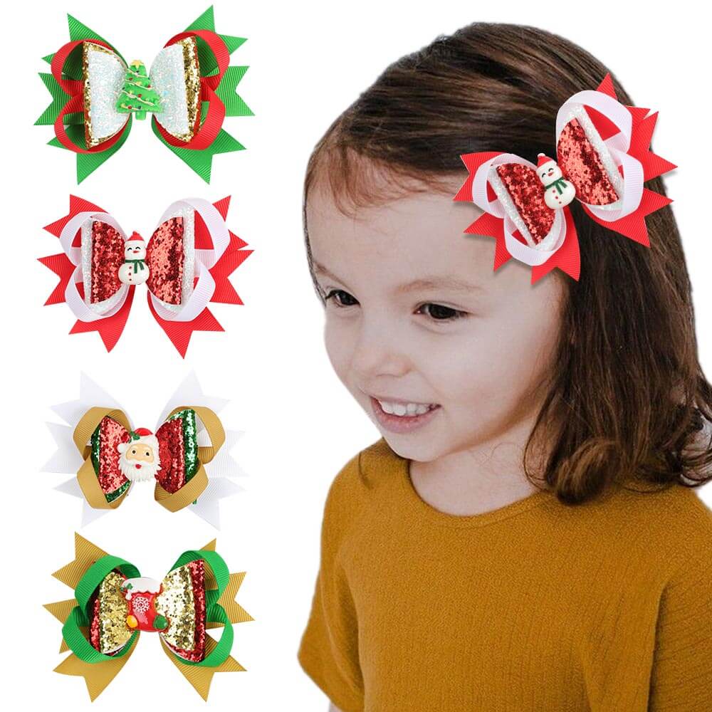 4'' Boutique Layered Christmas Hair Bows