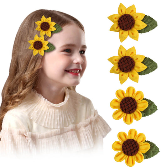 2PCS Cute Girl Sunflower Hair Clips
