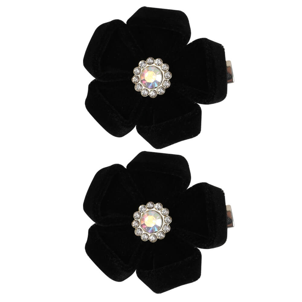 Velvet Flower Crystal Hair Clips for Girls