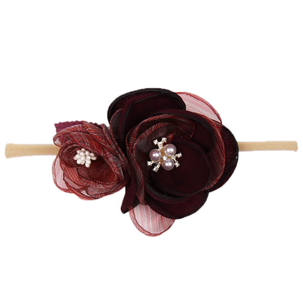 Baby Floral Pearl Nylon Headbands