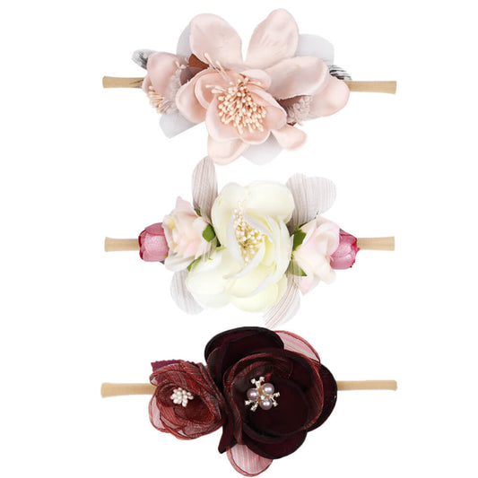 Baby Floral Pearl Nylon Headbands