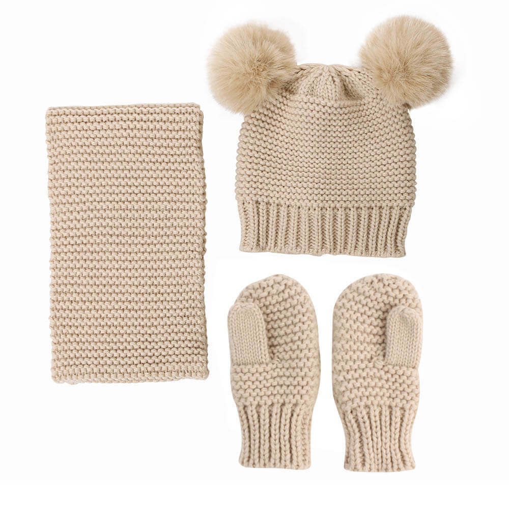 Woolen Warm Baby Hat Scarf and Gloves Set