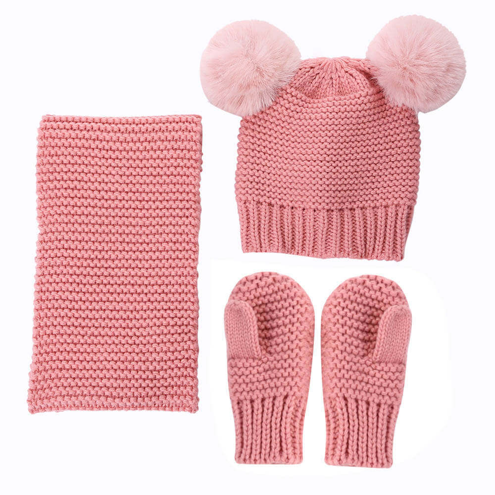 Woolen Warm Baby Hat Scarf and Gloves Set