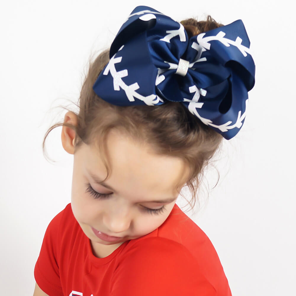 Large Softball Ribbon Hair Bows | Boutique Baseball for Girls