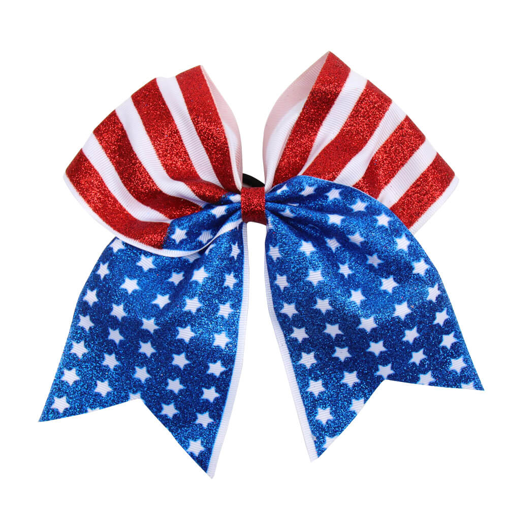 Flag Glitter Cheer Bows