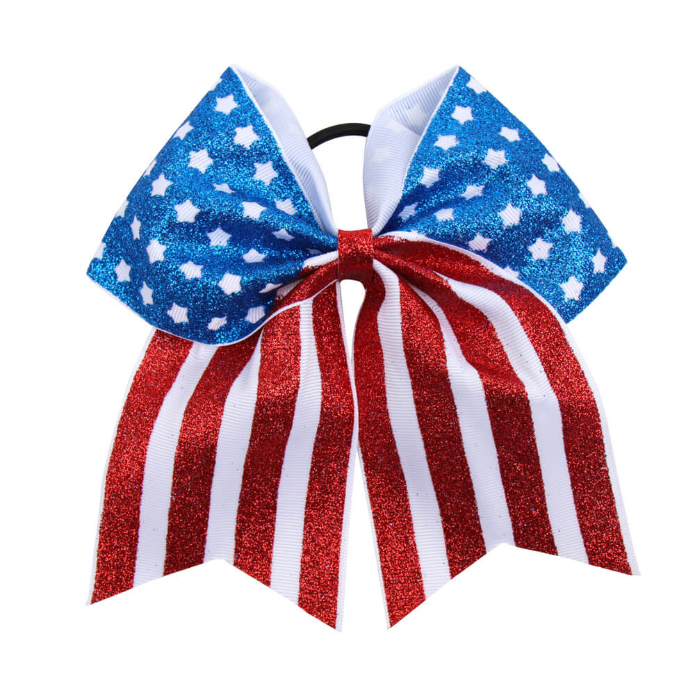 Flag Glitter Cheer Bows