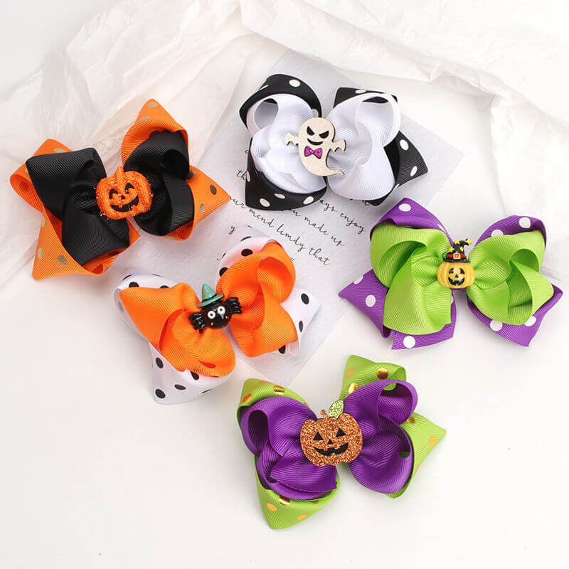 4.5 Inches Halloween Polka Hair Bows
