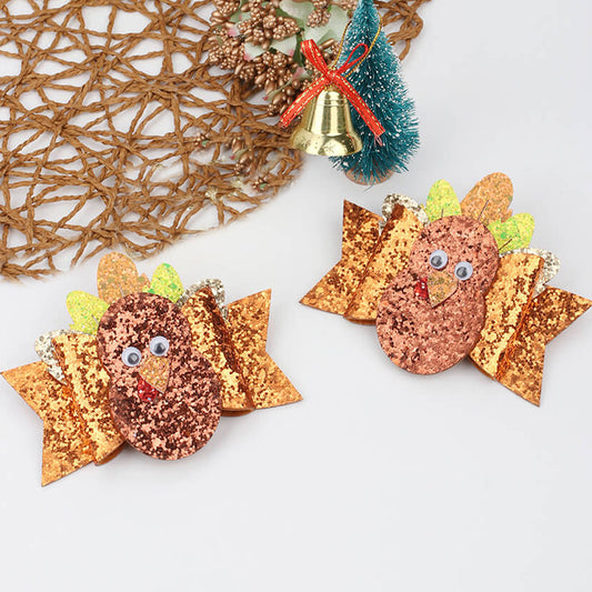 Thanksgiving Glitter Turkey Hair Clips
