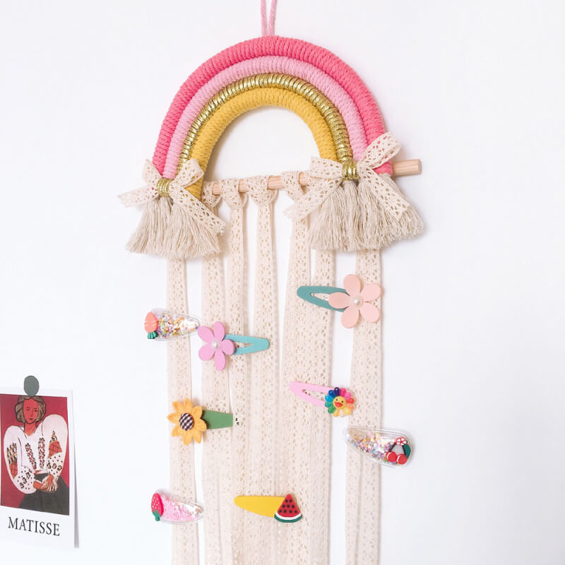 Rainbow Tassel Hair Bow Holder