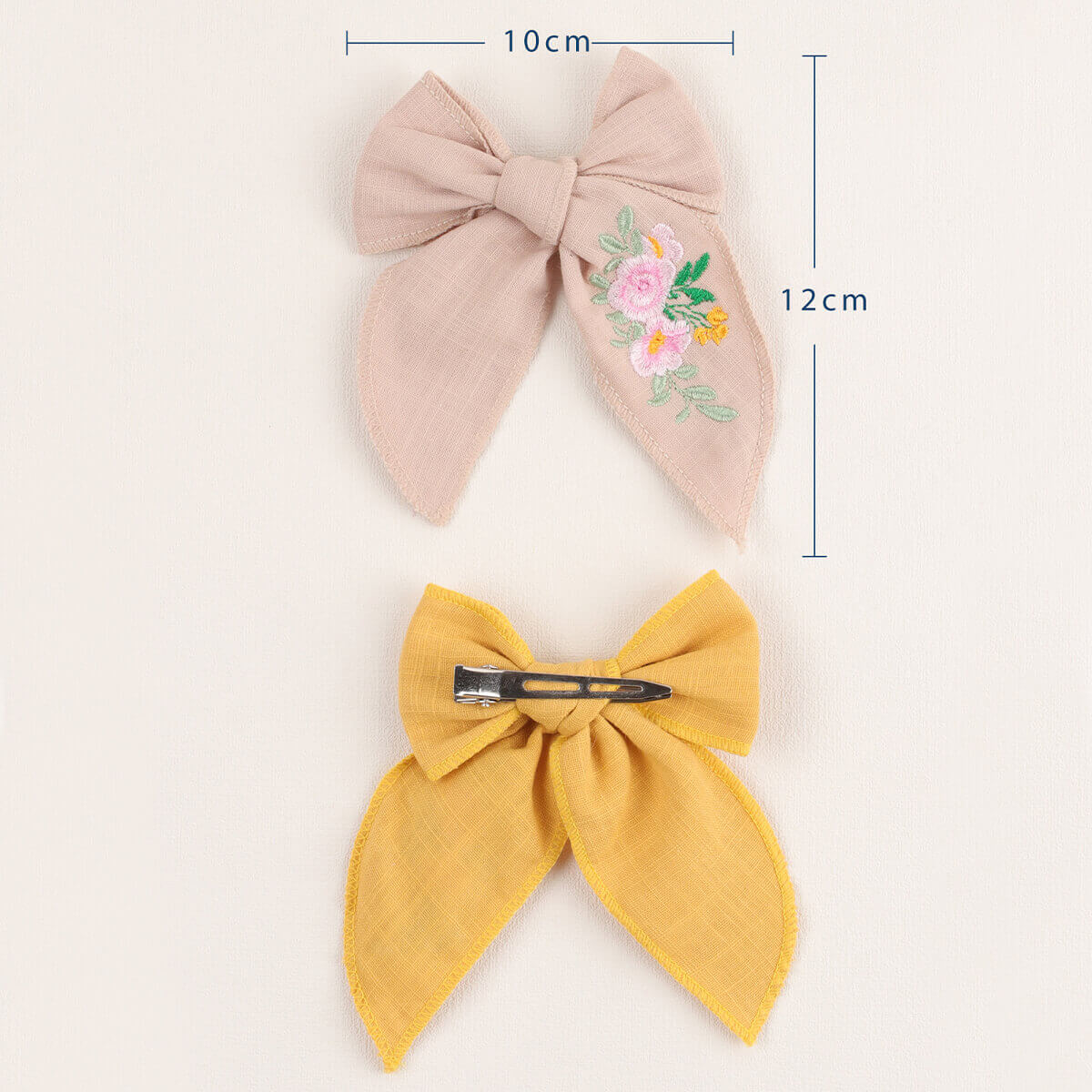 4'' Embroidery Flower Linen Fable Bows