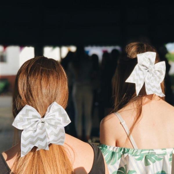 20PCS Silver Wave Chunky Glitter Cheer Bows