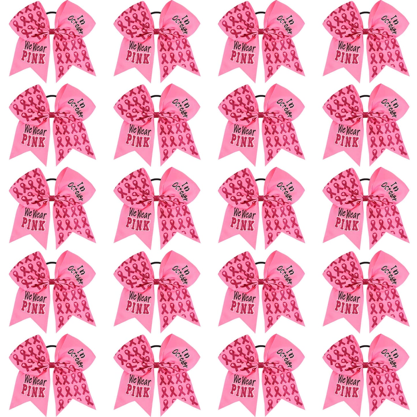 20PCS Breast Cancer Rhinestone Cheer Bows