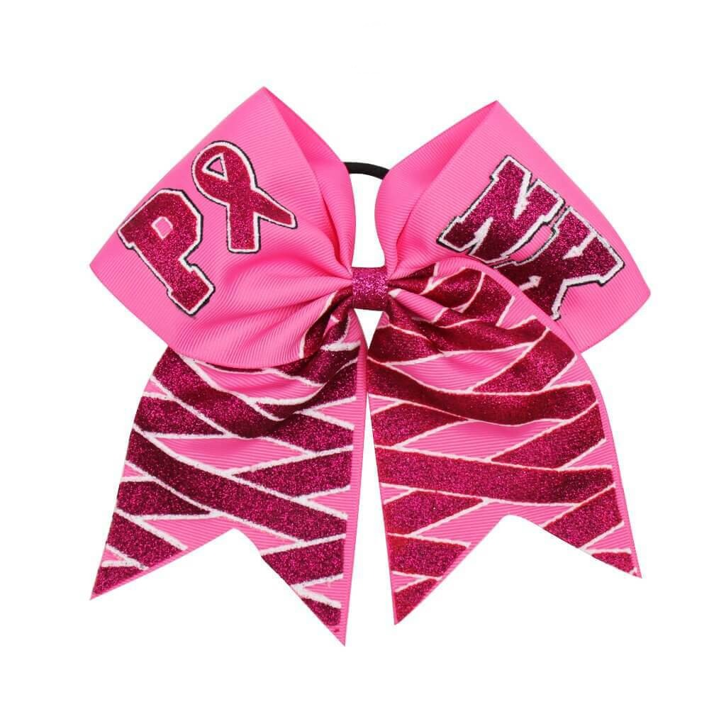 Breast Cancer Awareness Pink Glitter Cheer Bows