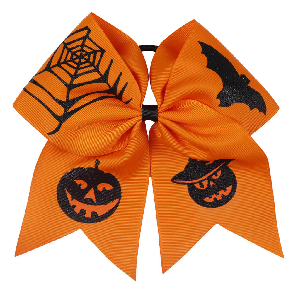 Orange Halloween Glitter Cheer Bows