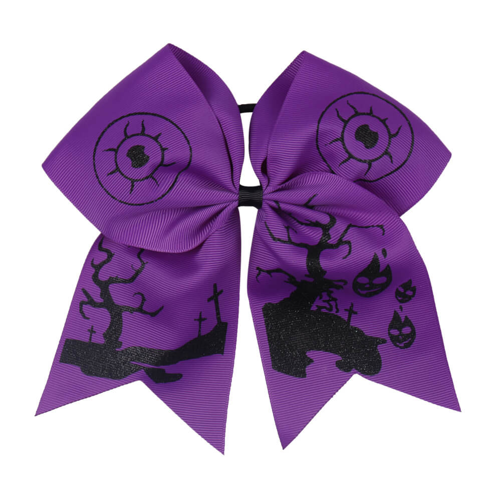 Purple Halloween Glitter Cheer Bows