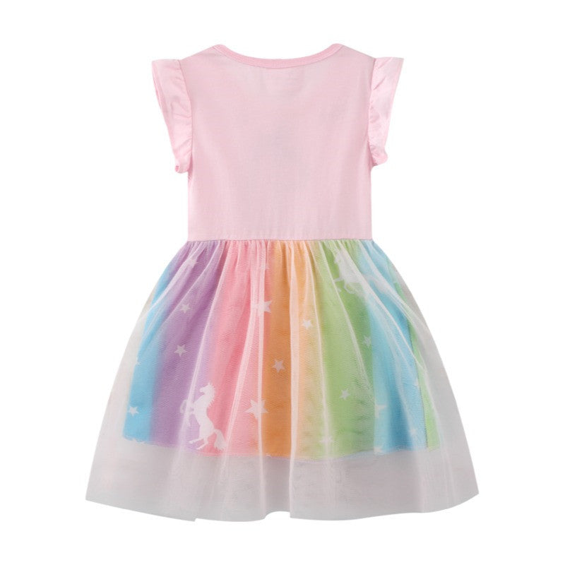 Cartoon Unicorn Colorful Tulle Dress