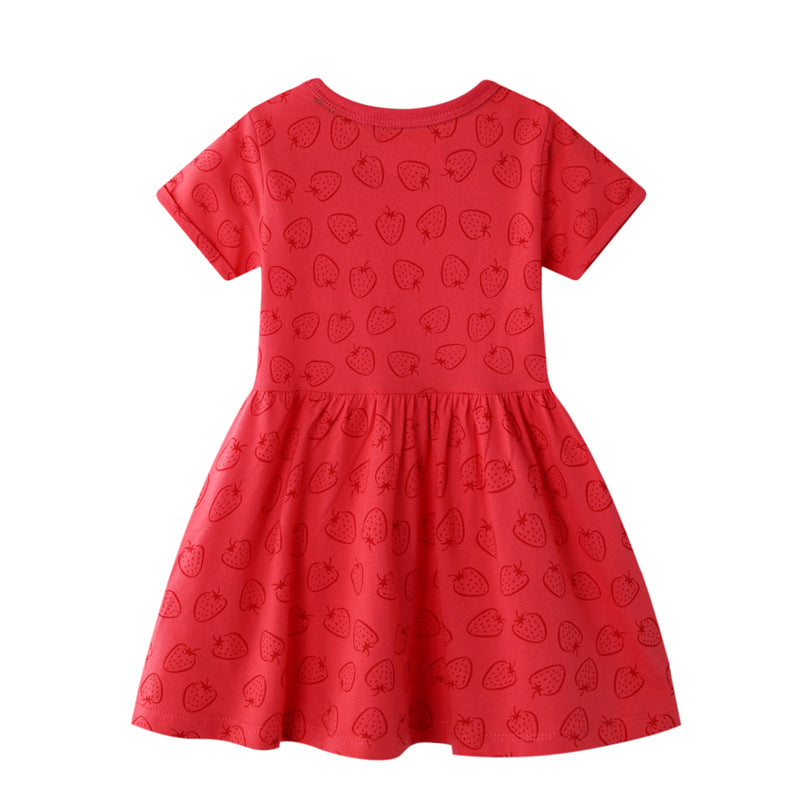 Strawberry Print Toddler Girl Dress