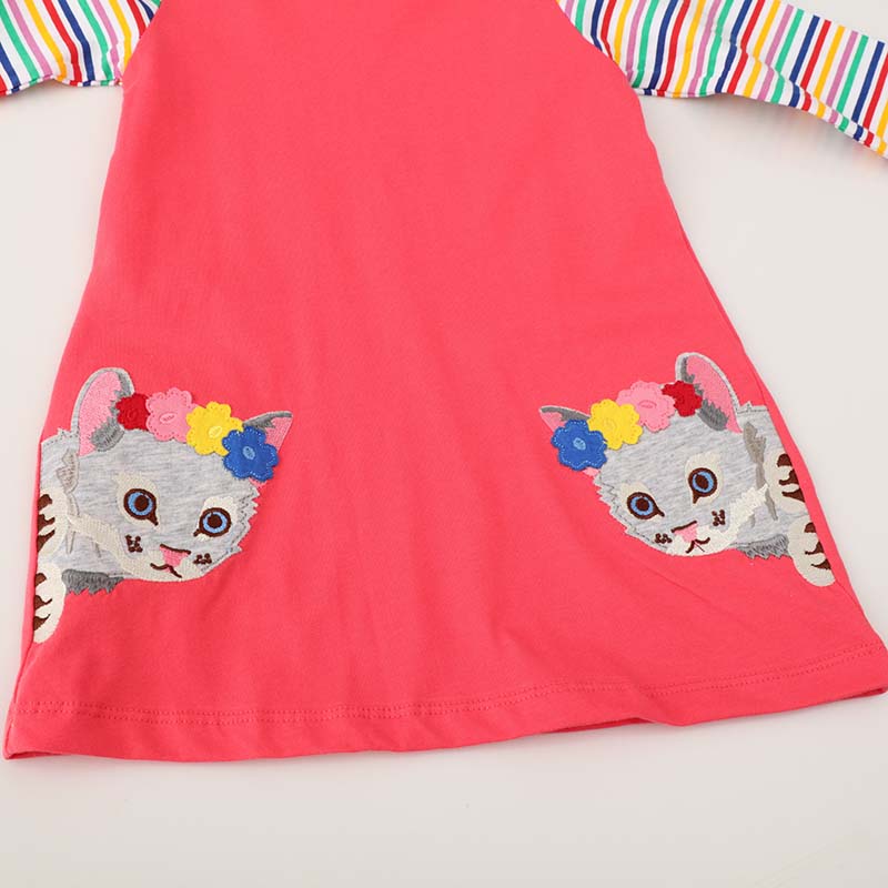 Cartoon Cat Rainbow Sleeves Dress